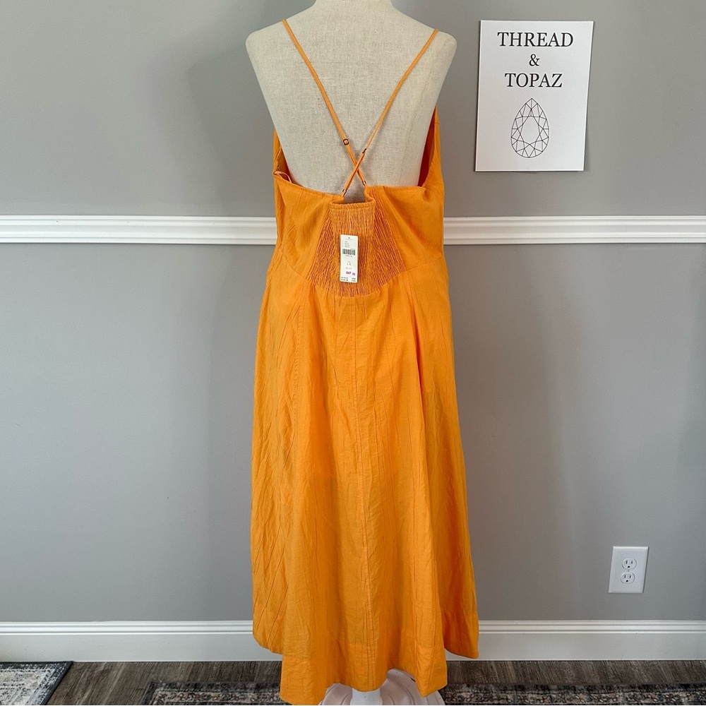 Maeve Anthropologie Orange Lace-up Full Skirt Sundress 1 X - Picture 5 of 13